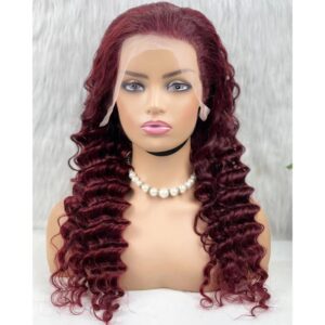 Gerçek Front Lace Tül Peruk - Yoğun Dalgalı - Koyu Kızıl