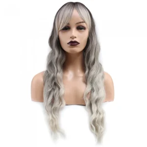 Perçemli Uzun Su Dalgası Fiber Sentetik Peruk- Ombre ve Röfleli